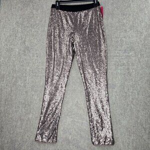 Xhilaration Rose Gold Sequin Leggings L Polyester